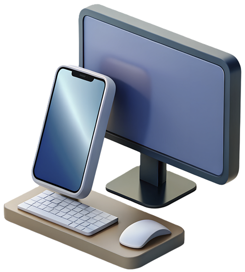 A computer and cell phone
